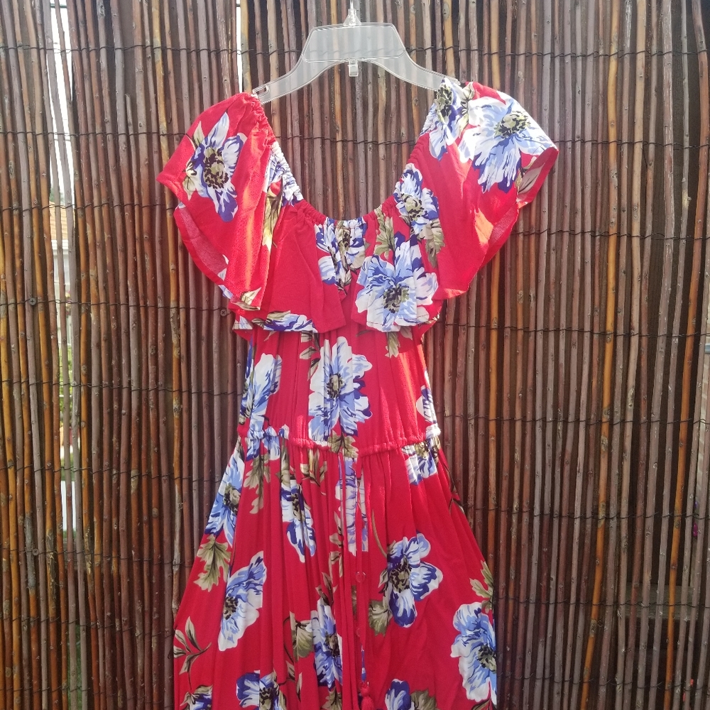 Red floral maxi dress - Picture 6 of 16